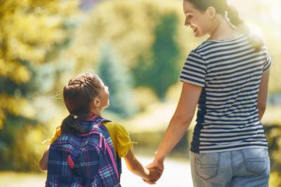 parent and child walking